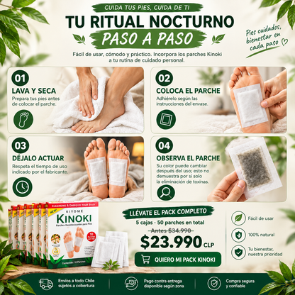 Kinoki Care™ — Parches Nocturnos para Deshinchar Pies y Eliminar la Pesadez de las Piernas
