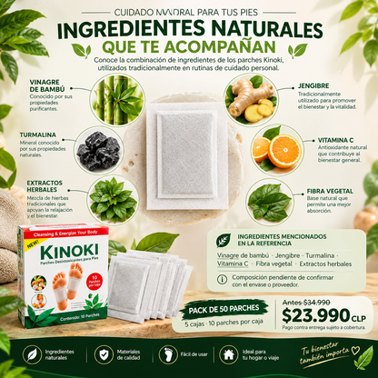 Kinoki Care™ — Parches Nocturnos para Deshinchar Pies y Eliminar la Pesadez de las Piernas